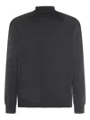 Zanone High Neck Raglan Sweater With Ribbed Cuffs And Hem In Blue