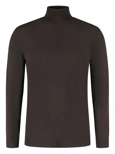 Zanone High-neck Sweater In Brown