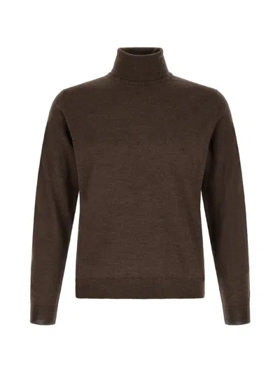 Zanone Turtleneck Sweater Long Sleeves Casual Style In Brown