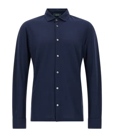 Zanone Ice Cotton Classic Shirt In Blue
