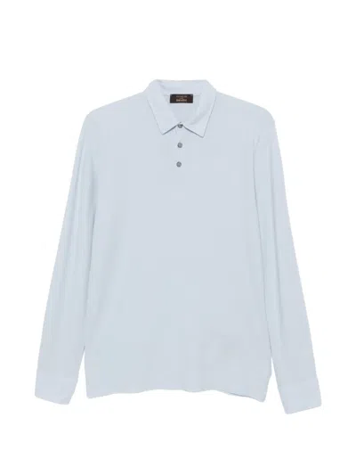 Zanone Ice Cotton Long-sleeve Polo Shirt In Blue