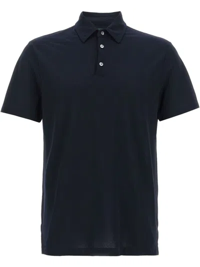 Zanone Ice Cotton Polo Shirt In Blue
