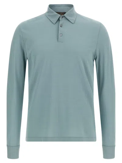 Zanone Ice Cotton Polo Shirt In Blue