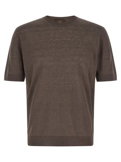 Zanone Short-sleeve Crew-neck T-shirt In Brown