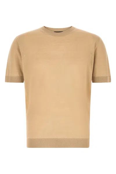 Zanone Crew-neck Short-sleeve T-shirt In Brown