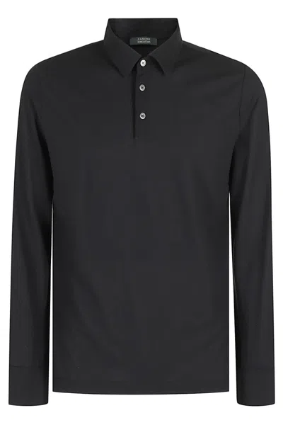 Zanone Icecotton Polo Polo With Buttoned Cuffs In Black