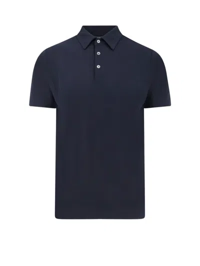 Zanone Icecotton Polo Shirt With Lateral Slits In Blue