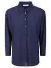 Zanone Indigo Blue Polo Shirt With Half-length Button Placket In Blue
