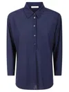 Zanone Indigo Blue Polo Shirt With Half-length Button Placket In Blue
