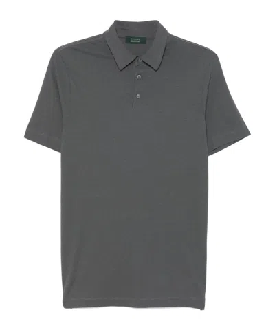Zanone Grey Cotton Polo Shirt