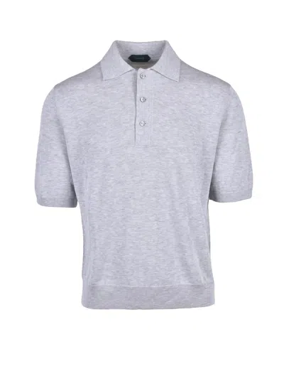 Zanone Knit Polo - Grey In Gray