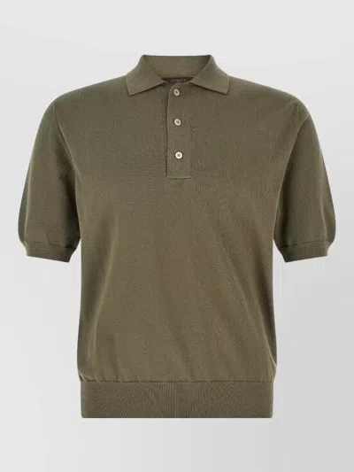 Zanone Knit Shirt Polo Collar Ribbed Cuffs Hem In Green