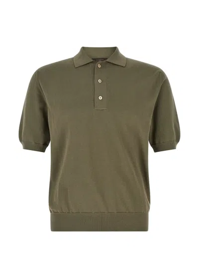Zanone Knit Shirt Polo Collar Ribbed Cuffs Hem In Green