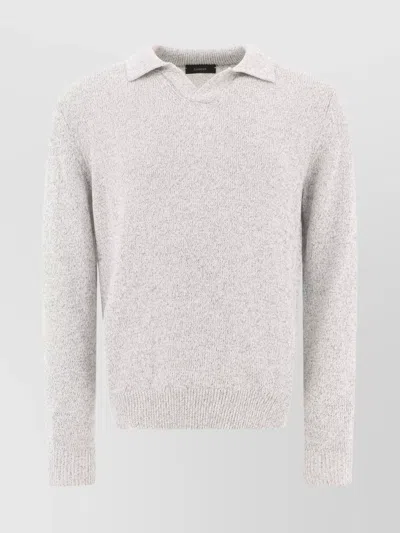 Zanone Knit Texture Long Sleeves Ribbed Cuffs In Gray