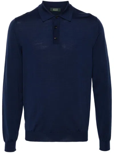 Zanone Flexwool Polo Shirt In Blue