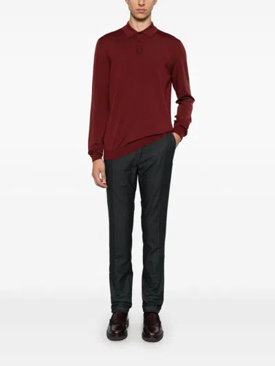 Zanone Knitted Polo Shirt In Rot