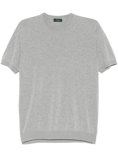 Zanone Knitted T-shirt In Grey