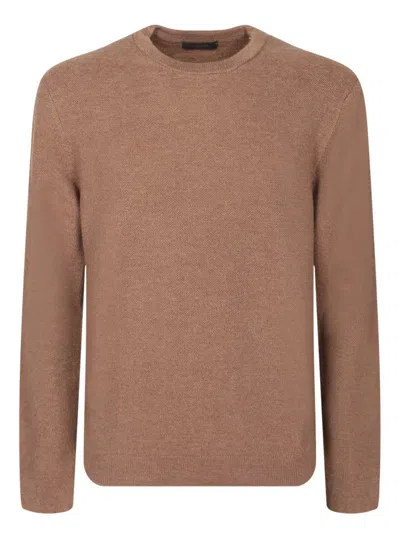 Zanone Long-sleeved Sweater In Brown