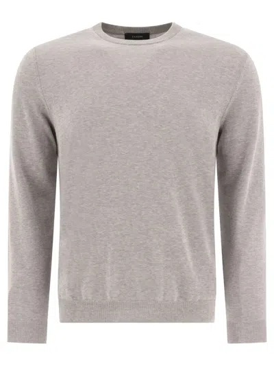 Zanone Crew Neck Knitwear Soft Texture In Grey