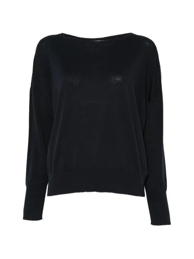 Zanone Lightweight Relaxed Fit Wide Neck Top In Black