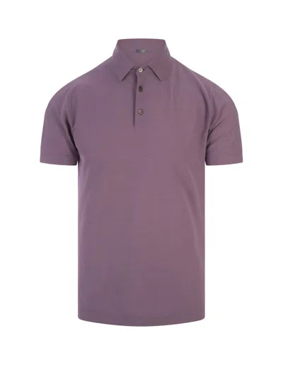Zanone Lilac Cotton Short-sleeved Polo Shirt In Purple