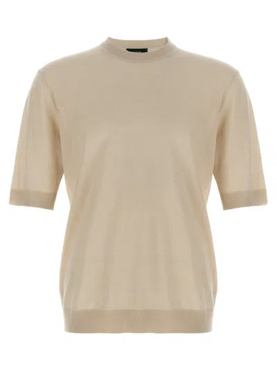 Zanone Linen Cotton T-shirt In Neutral