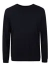 Zanone Linen Relaxed-fit Top With Classic Crew Neckline In Blue
