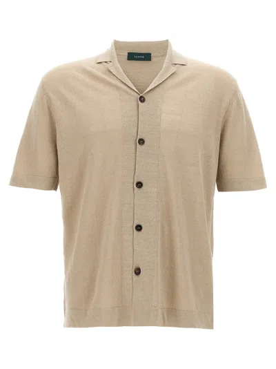 ZANONE LINEN SHIRT SHIRT, BLOUSE BEIGE