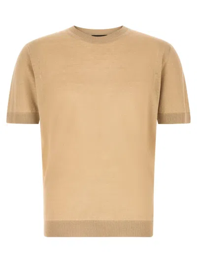 Zanone Linen-cotton Blend Sweater In Beige