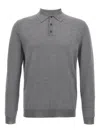 Zanone Virgin Wool Polo Shirt With Button Placket And Cuffed Sleeves In Gray