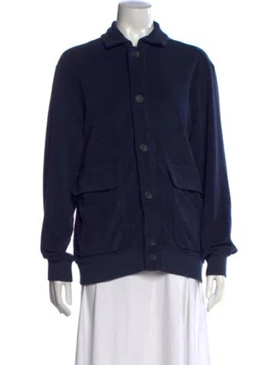 Pre-owned Zanone Long Sleeve Button-up Top In Blue