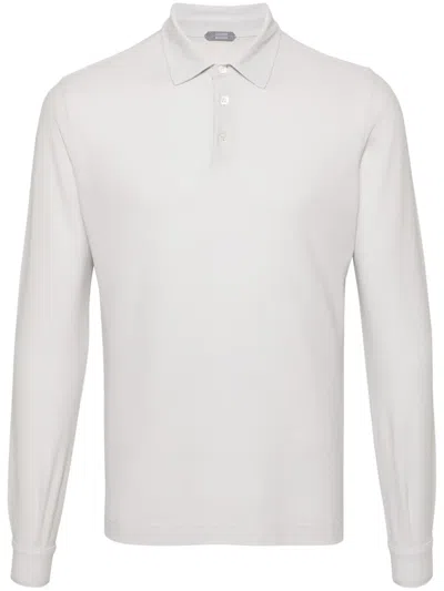 Zanone Long-sleeve Cotton Polo Shirt In White