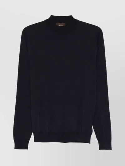 Zanone Long Sleeve Crew Neck Knit Sweater In Black