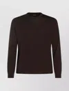 Zanone Long Sleeve Crew Neck Knit Sweater In Brown