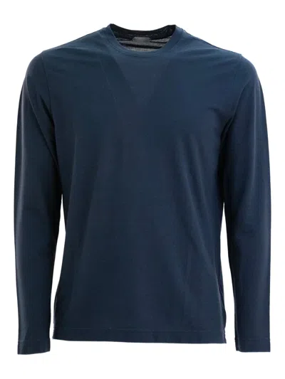 Zanone Long-sleeve Crew-neck T-shirt In Blue