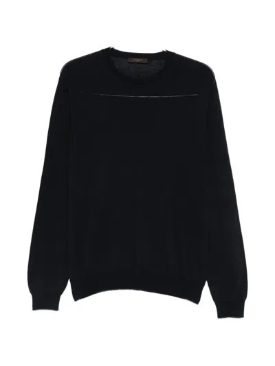 Zanone Long-sleeve Crew Neck T-shirt In Black