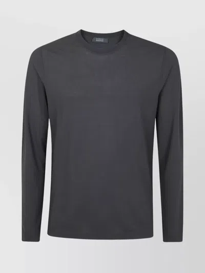 Zanone Long Sleeve Crew Neck T-shirt With Soft Fabric In Gray