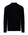 Zanone Long-sleeve Fine-knit Polo Shirt In Black