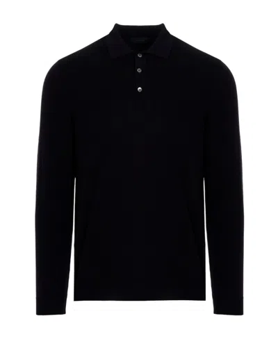 ZANONE LONG-SLEEVE FINE-KNIT POLO SHIRT
