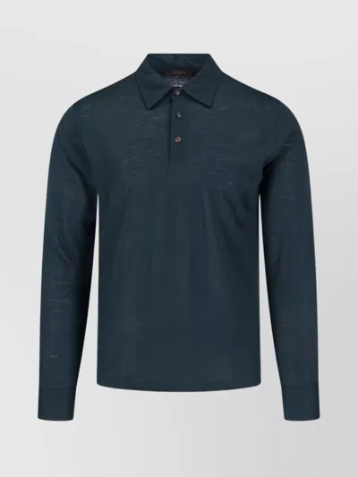 Zanone Long Sleeve Fitted Crewneck Sweater In Blue