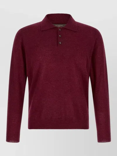 Zanone Long Sleeve Knit Polo Collared Design In Red