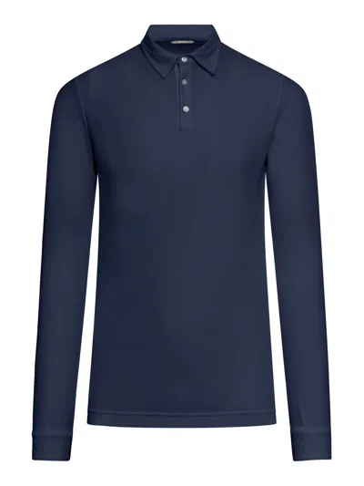 Zanone Long Sleeve Polo In Blue