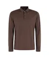 Zanone Brown Ice Cotton Long-sleeved Polo With Classic Collar In Brown