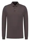 Zanone Brown Ice Cotton Long-sleeved Polo With Classic Collar In Brown