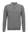 Zanone Virgin Wool Polo Shirt With Button Placket And Cuffed Sleeves In Gray