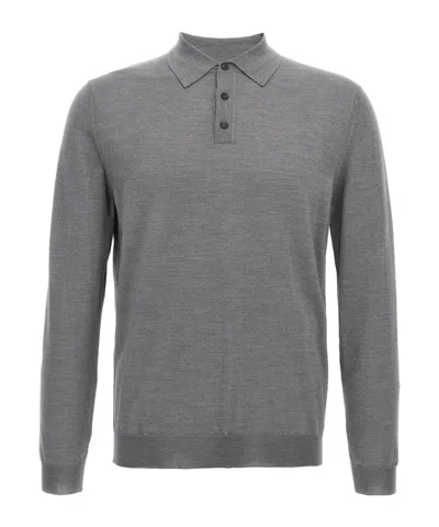 Zanone Long Sleeve Polo Shirt In Gray