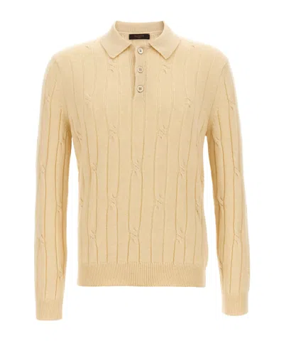 ZANONE CABLE-KNIT POLO SHIRT