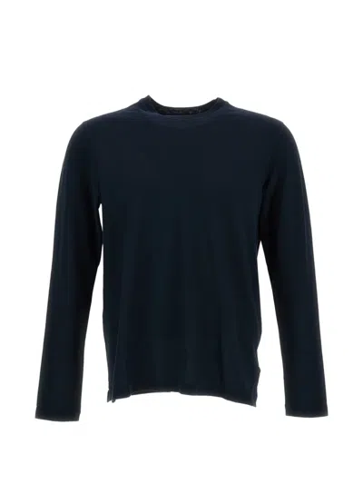Zanone Long-sleeve Cotton T-shirt In Blue