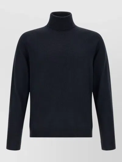 Zanone Long Sleeve Turtleneck Knitwear Top In Blue