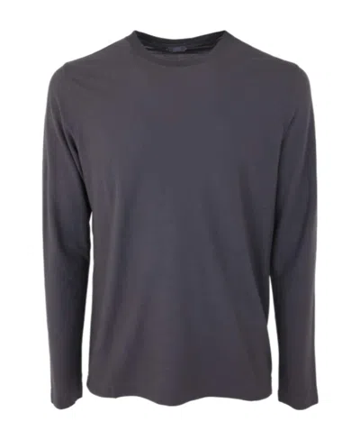 Zanone Long-sleeved Cotton Sweatshirt In Grey